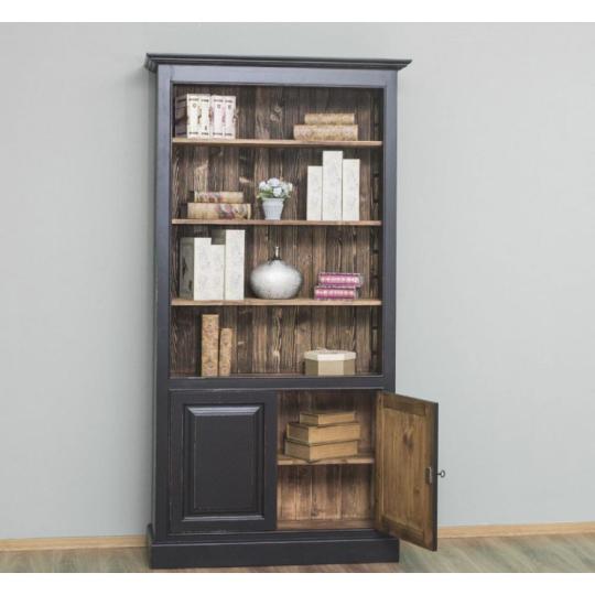 vintage sotet fekete konyvszekreny konyves butor szekreny mediterran tomorfa fa antikolt koptatott nappali haloszoba dolgozoszoba iroda butorok lameridian tarolo praktikus igenyes minosegi lameridiana.jpg